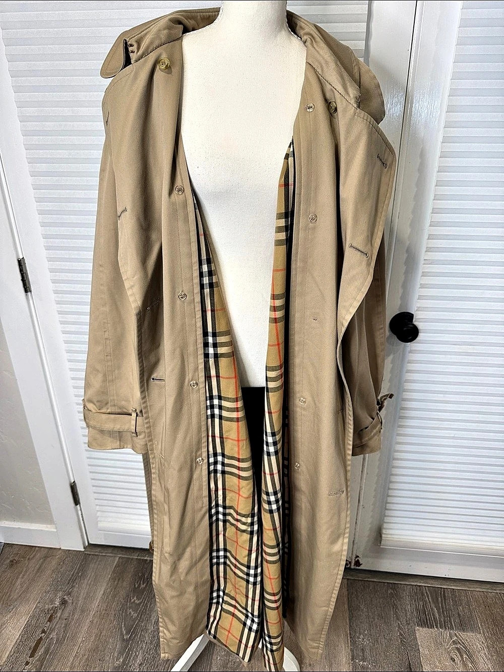 Burberry Plaid-Lined Tan Trench Coat